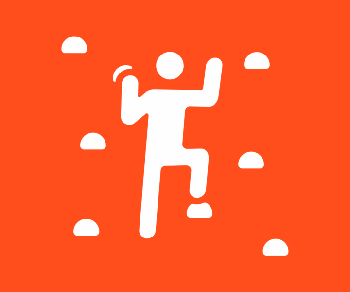 Sektion Sportklettern Abbildung mit Symbol wo jemand klettert